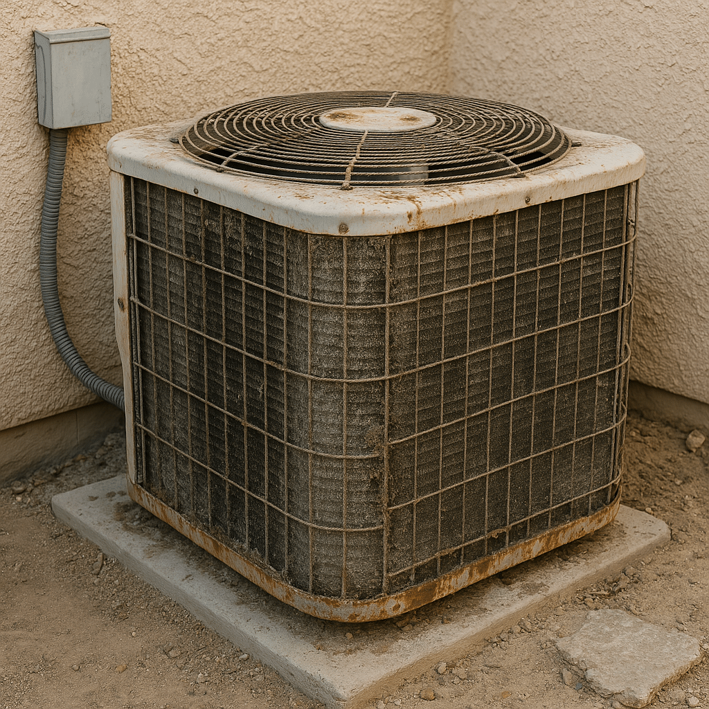 old air conditioner in need of AC maintenance in Colorado Springs